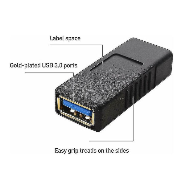 USB-A hona till USB-A hona adapter USB 3.0 dubbel hona adapter