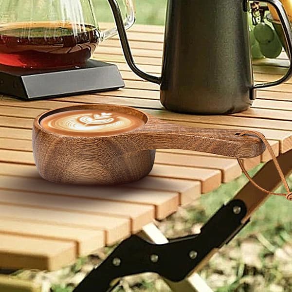 Träkaffemugg, handgjord campingvattenmugg, lätt träkaffemugg utomhusvattenbehållare, bärbar trädrickskopp för camping[DB] D