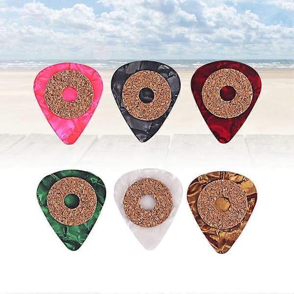 Celluloid gitarrplektrum med halkfri greppkorktejp för gitarranvändning 6 st [DB]