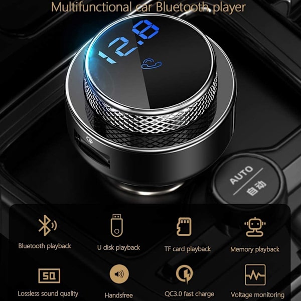 Auton MP3 Bluetooth -soitin Auton FM-lähetin Nopea lataus Auton laturi