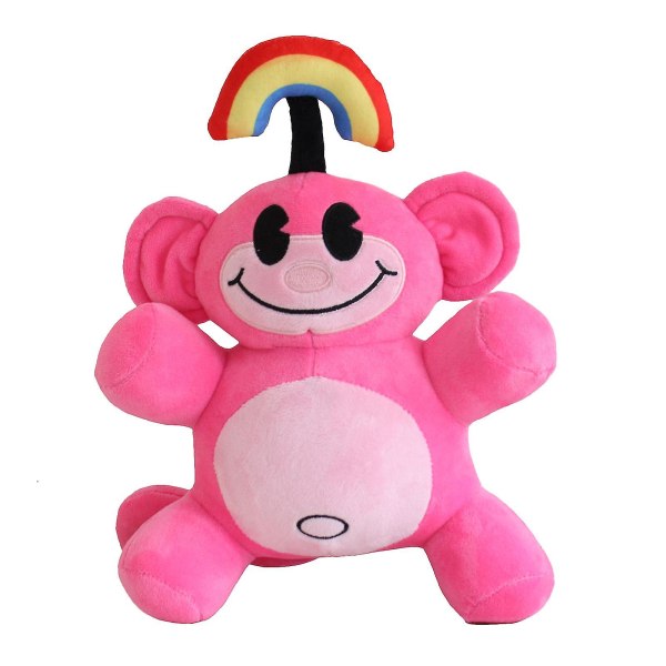 Rainbow Monkey Plyschdocka för barn Jul Handgjord Plyschleksak Kodnamn Barn Flickor Pojkar 3-6 år gammal, för grannen-11,8 tum [DB] Pink