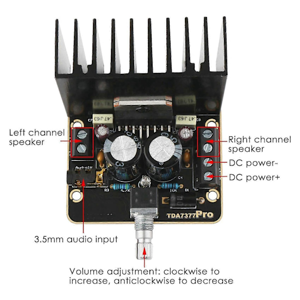 Effektförstärkarkort, 30w+30w Dubbelkanal 2.0 Ljudförstärkarkit Klass Ab Dc 12v Digital Stereo Förstärkarmodul Tda7377 db