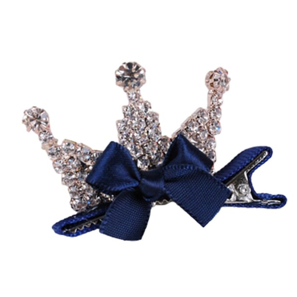Sløjfe hårnål med rhinsten Prinsesse hårnål Fødselsdagsgave til piger [DB] Three diamonds-navy blue