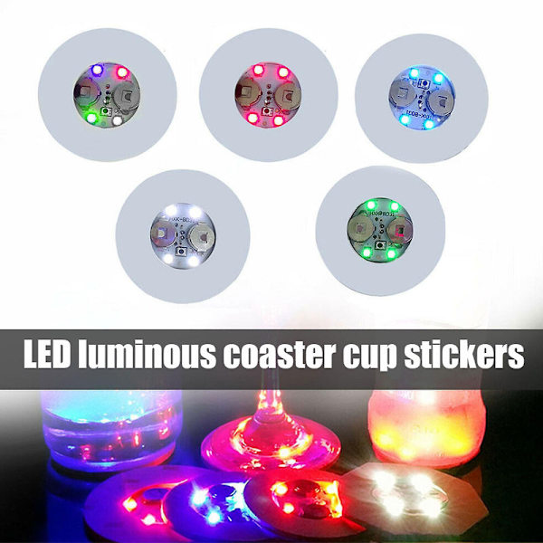 10 kpl/setti LED-alusta, joka valaisee juomapullon, kupin alustan, hehkuvan klubin, juhlat, baarikoriste [DB] Colorful