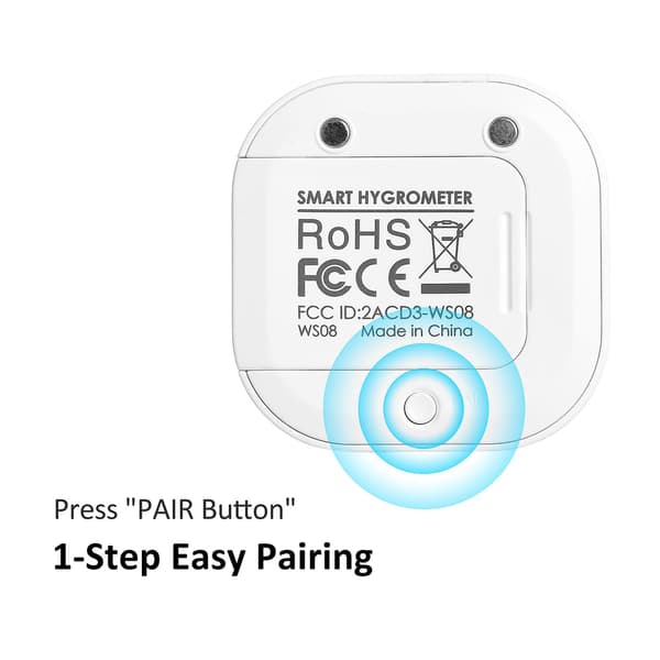 Digital Termometer Hygrometer for iOS/Android Smart Fuktighet Temperatur Sensor med Alarm og Data Lagring for Drivhus [DB] White