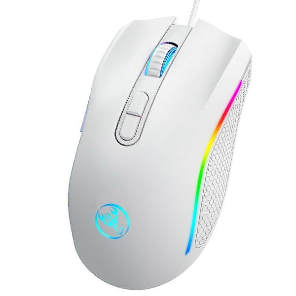 Cord Gamings Mus, PC Mus Andning RGB LED Precisions Justera 3200DPI db White