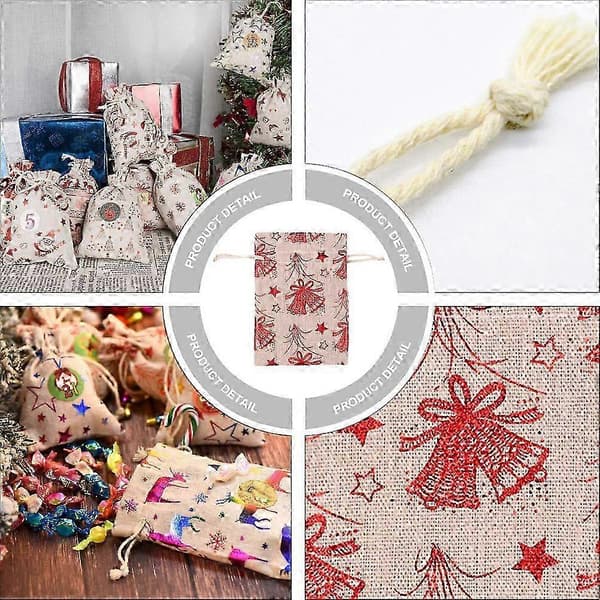 Adventskalender i bomullslinne presentförpackningsset till jul
