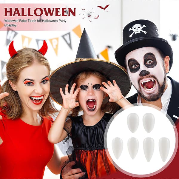 Falske tænder vampyrhugtænder til cosplay 3 par Halloween kostume tilbehør[DB]