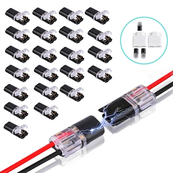 50pcs Double-wire Plug-in Connector, Pluggable 2 Pin 2 Way Led Wire Connectors, With Locking Buckle db