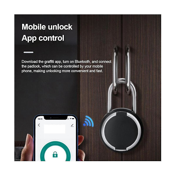 Tuya Smart Fingeravtryckslås Utomhus Vattentät Resväska Sovsal Skåp Gym App Fjärrkontroll Fingeravtryck Hänglås  [dB} Black