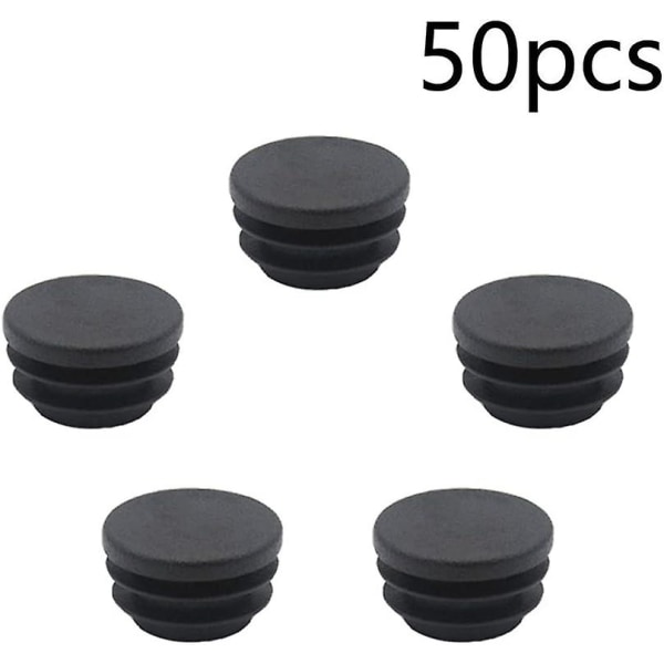 50 Pieces Round Plastic Plugs For Steel Pipes, Tables, Chairs, Furniture, Canes, Metal Brackets, Black, 25mm