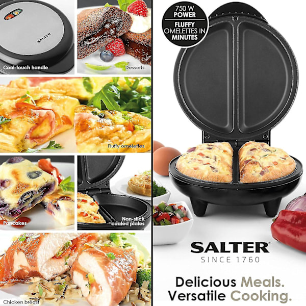 EK2716 Dobbelt Omelet Maker  Dobbelt Æggekoger med Non-Stick Plader, Dyb Fyld Elektrisk Multikoger, 2-3 Minutters Forvarmning Bedre Valg [DB] Dual Omelette Maker Dual Omelette Maker