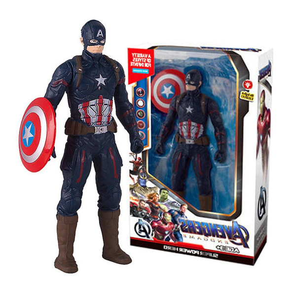 Iron-man Spider-man Action Figures Captain America  Leke Med Lys Desktop Ornament Barn Bursdagspresang Db Captain America