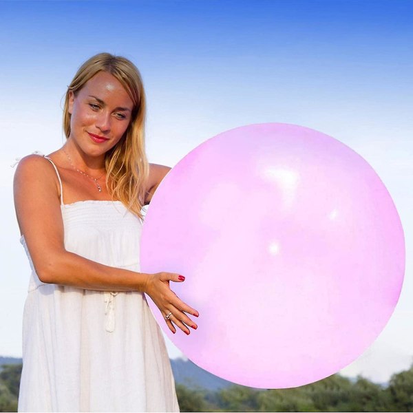 Bubbelboll leksak för vuxna barn, uppblåsbar vattenboll kul sommar strand trädgård boll mjuk gummiball utomhusspel present Hk Db Pink 120cm