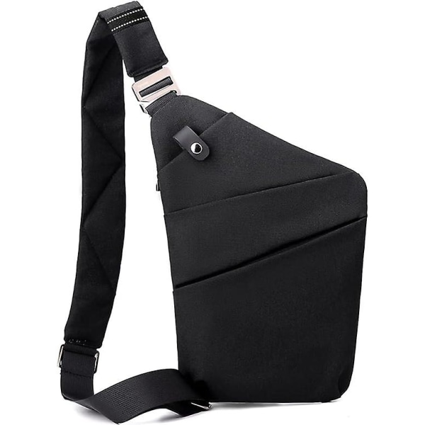 Olkalaukku, kevyt crossbody-olkalaukku rintapussi päiväreppu, yksi hihna varastamisenesto olkalaukku naisille miehille DB black left shoulder