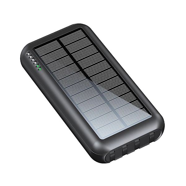 Bærbar solcellelader, 20000 mAh powerbank med innebygde utgangs- og inngangskabler, hurtiglading for smarttelefoner