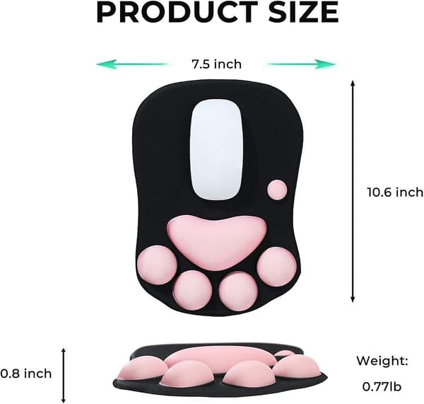 Søt Musematte med Håndleddsstøtte, Kattepote Musematte for Datamaskin Sklisikker Gaming Musematte Glatt Ergonomisk Musematte med Håndleddsstøtte, B [DB]
