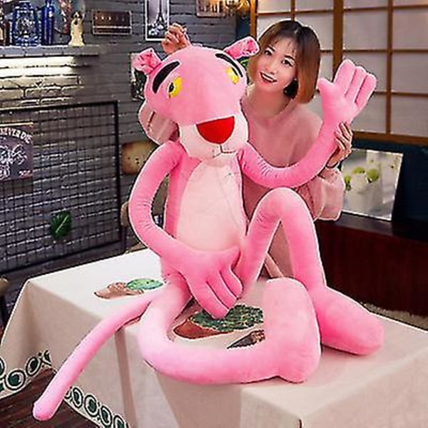 Rosa Pantern Plyschleksak Stygg Leopard Dock Cartoon Animation Figur {Db) naked 60cm