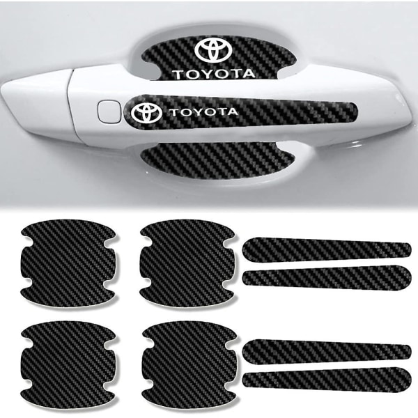 8-pak dørhåndtagsmærkater Carbon Fiber Anti-ridsebeskyttelse Håndtag Cup Protector til Toyota