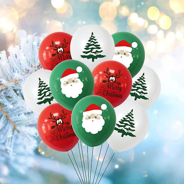 1 Set Konfettiballonger Glad Jul Tryck Lätt att Hänga Emulsion Jultomte Girlang Ballonger [DB] 2
