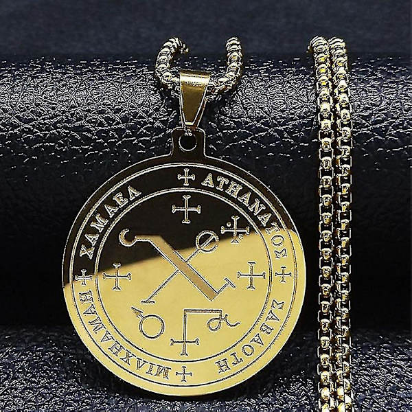 Syv Ærkeengle Amulet Rustfrit Stål Halskæder Mænd Segl af Salomon Talisman Halskæde Beskyttelse Smykker Krave Hombre_lldxm Db B 60cm BOX GD