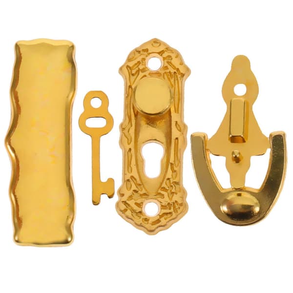 Miniature Dørhardware Låsesæt til Dukkehusdekoration 1Sæt[DB]