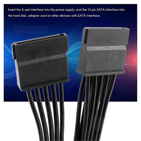 5-stifts till 3 SATA hårddisk HDD strömkabel endast för V550 V650 V750 V850 V1000 V1000 modulära nätaggregat [DB] Black