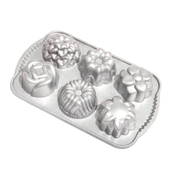 Geo Bundtlette Pan, En Storlek 6 Olika Former, Charmig Kombination, Diy Kakform, Pan [DB] silver