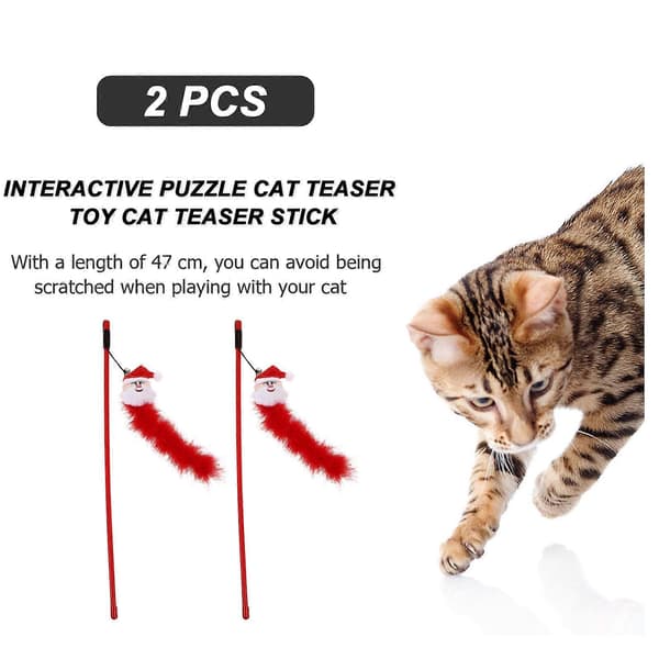 Kæledyr Killing Legetøj Jule Katte Teaser Legetøj Interaktiv Katte Teaser Pind 6 Stk[DB]