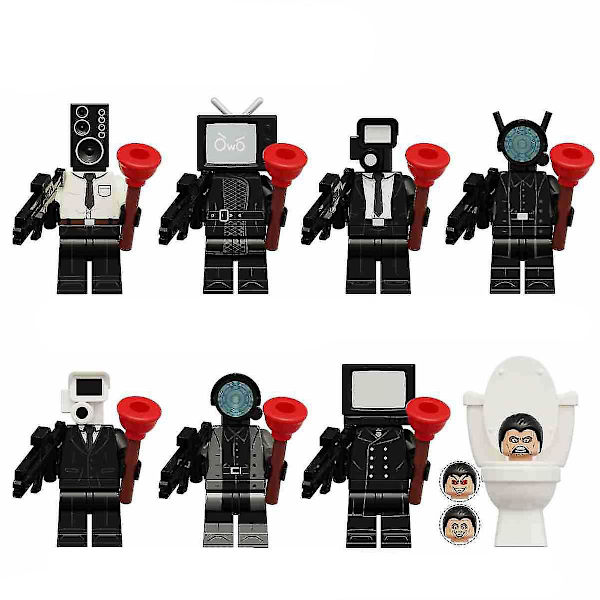 8 stk./sæt Skibidi Toilet Byggeklodser Minifigur Actionfigurer Legetøj Db