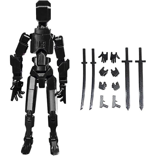 T13 Titan Robot Actionfigur Leksak, Flerledade Rörliga 3D-utskrivna Figur Dummy- Skrivbordsdekorationer, Alla hjärtans dag-presenter till honom (Svart) Db Black