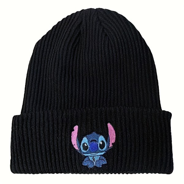 Stitch Strikket Lue for Menn og Kvinner Anime Tegneserie Varm Lue Pullover Ull Lue Utendørs Kald Lue Perfekt Gave db Pink