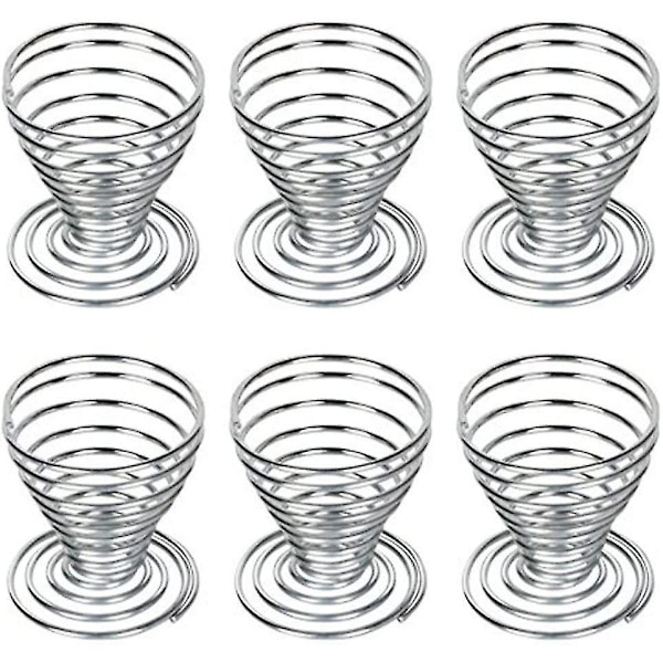6 stk Rustfritt Stål Fjærtråd Bolle Egg Kopper Holder Stativ {db}