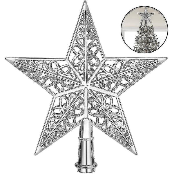 Julgransstjärna glitter julgranstopp ihålig 1 st - silver [DB]