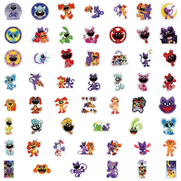 50 kpl Smilling Critters -tarroja Horror Game Cartoon Catnap Hoppy Hopscotch -tarra kitaralle, matkatavaroille, Tide-rullalaudalle, kannettavalle tietokoneelle