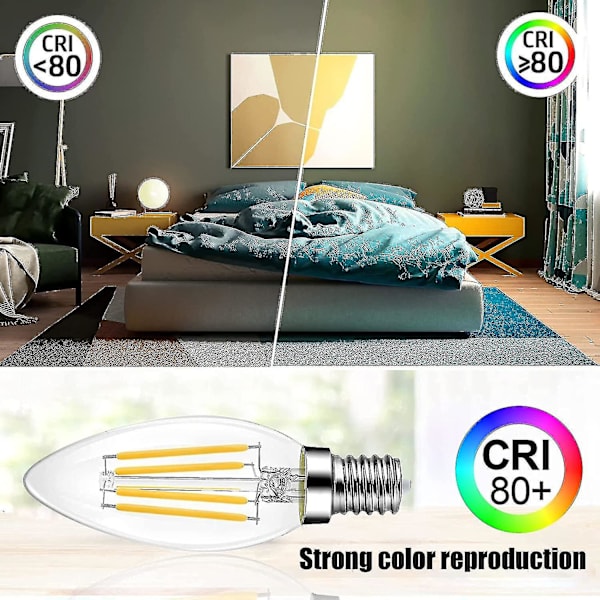 6-pak E14 Dimbar Varmhvit 600lm 6w LED-pærer Erstatter 60w 2700k LED Stearinlys Pære Energisparende [DB]