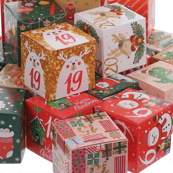 Juleslikæske til opbevaring 24 stk. julekage-adventskalenderæsker [DB]