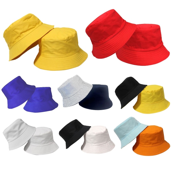 Foldbar bøttehatt med solbeskyttelse, dobbeltsidig bruk, bred brem, unisex solhatt for ferie Yellow