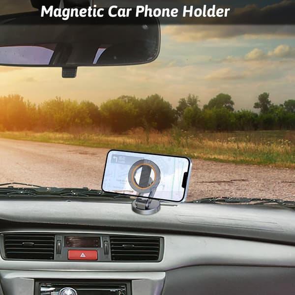Magnetisk telefonholder, bilinstrumentbrætmontering, foldbar holder med ring, 360° rotation (DB)