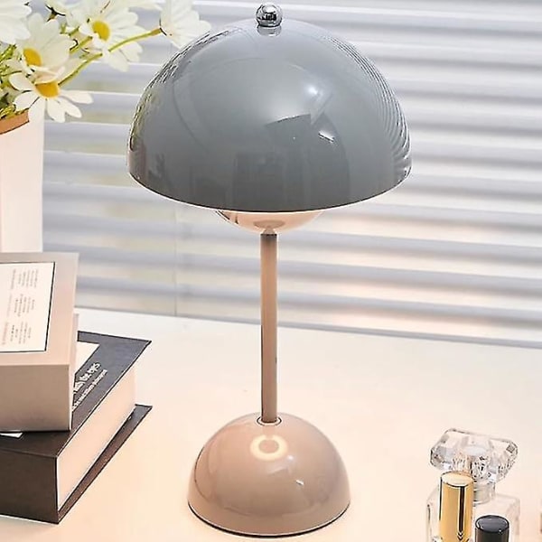 Led Blomsterpot Bordlampe, moderne Macaron Lampe, Dimbar Bordlampe Med 3 Farger [DB] Grey