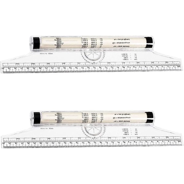 2 Pieces Rolling Parallel Ruler, Rolling Drafting Ruler, Multipurpose Rolling Ruler, Desktop Measuring Rolling Ruler, For Vertical Parallel Line Geome