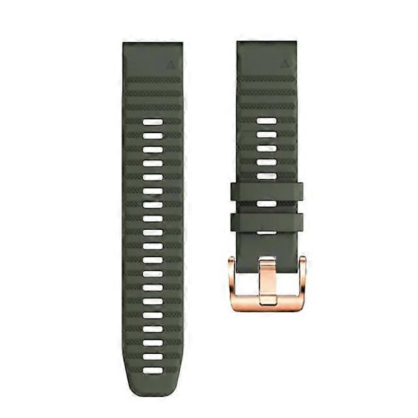 Klockarmband för Garmin Fenix 7S / 6S Pro / 5S Plus / Instinct 2S, Horisontella Ränder Silikon 20mm Armband med Roséguldfärgat Spänne [DB] Army Green