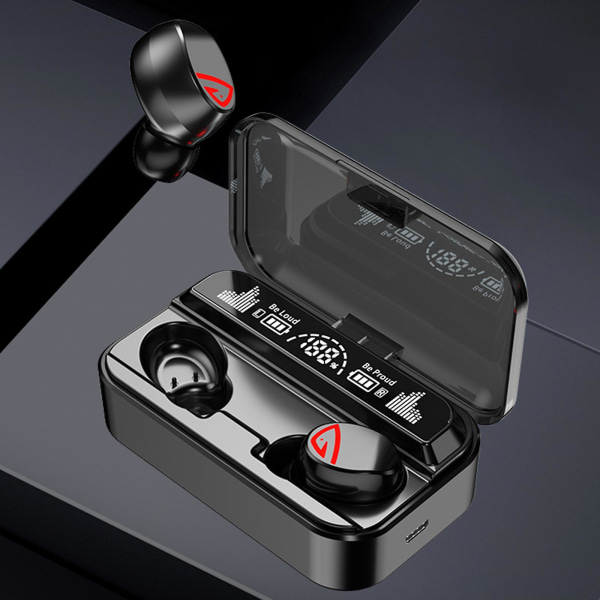 Bluetooth-kompatibel 5.2-øretelefon In-ear-sportshovedtelefon Stereolyd Headset 2000 mah Opladning til etui Lavt strømforbrug