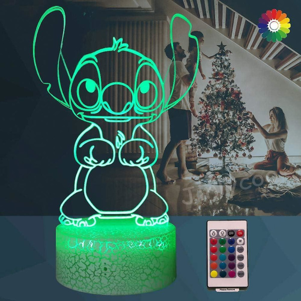 Lilo & Stitch Lamp, 3D tecknad nattlampa Princess Sovrumslampa USB TV [DB]