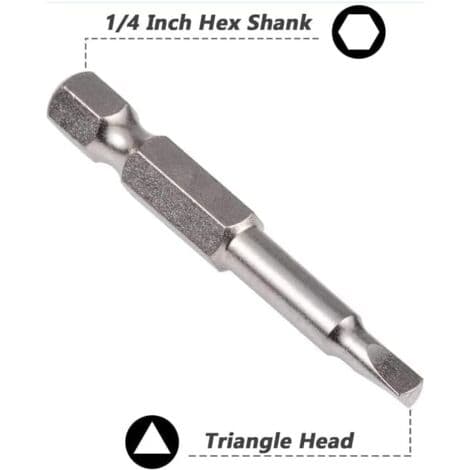 Set med 6 magnetiska triangulära skruvmejselbits 1/4\" 1.8 / 2.0 / 2.3 / 2.5 / 2.7 / 3.0 - S2 stål triangulära skruvmejselbits - 50 mm långa