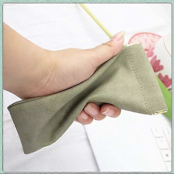 Blød PU Læder Brille Opbevaringspose Solbrille Etui Bærbar Vandtæt Pose 2 stk db Green