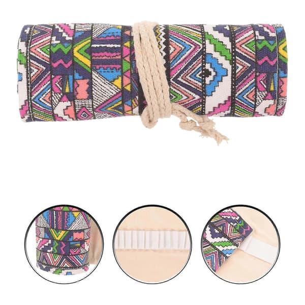 Blyant Wrap Roll Up Etui til Opbevaring 3 Stk 48 Slots Vaskbar Multi Farve Organizer[DB]