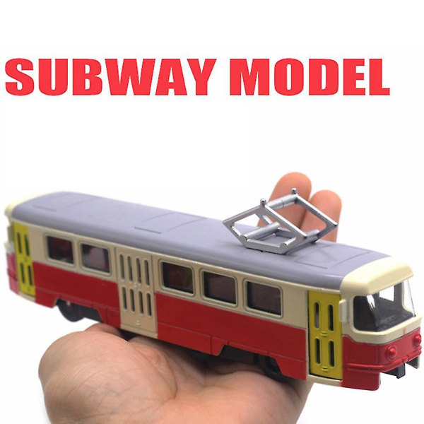 Naievear Classic Train Tram Diecast Pull Back Modell Med Led Musik Utvecklande Barn Toy db Red Grey