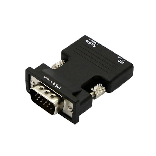 HDMI-kompatibel till VGA-omvandlare med 3,5 mm ljudkabel för PC-bärbar dator TV [DB] Black without line