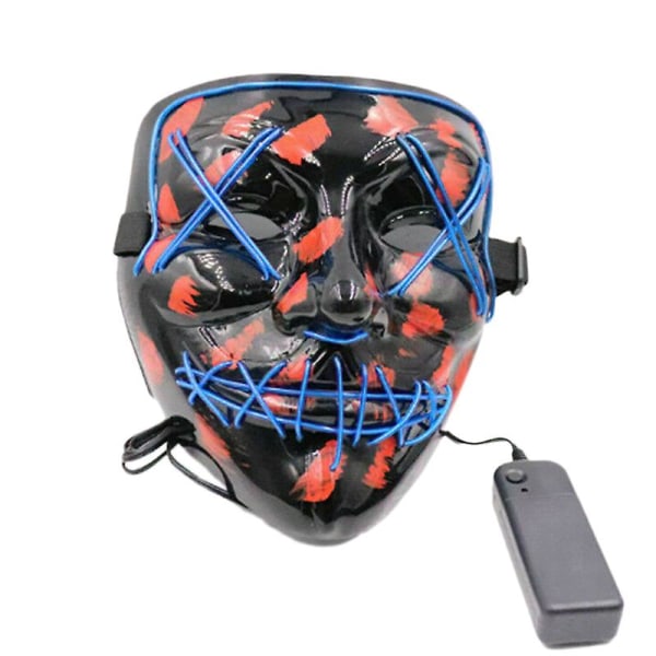 Cosplay The Up Wire Purge Mask Kostyme Halloween Light Scary Led Fluorescent Blue